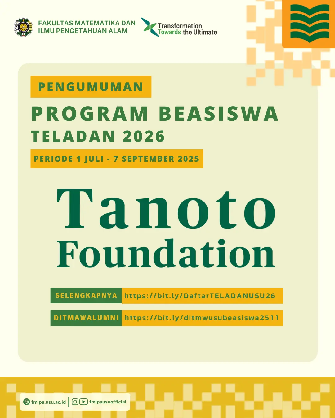 Beasiswa Kepemimpinan TELADAN dari Tanoto Foundation Tahun 2025